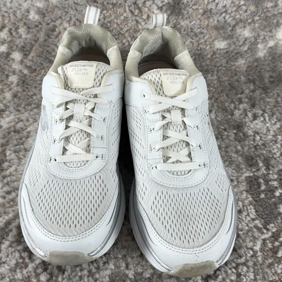 Skechers Womens Size 9.5 Leather SN 149023 Lace White Sneakers Relaxed Fit Shoes - Picture 3 of 10